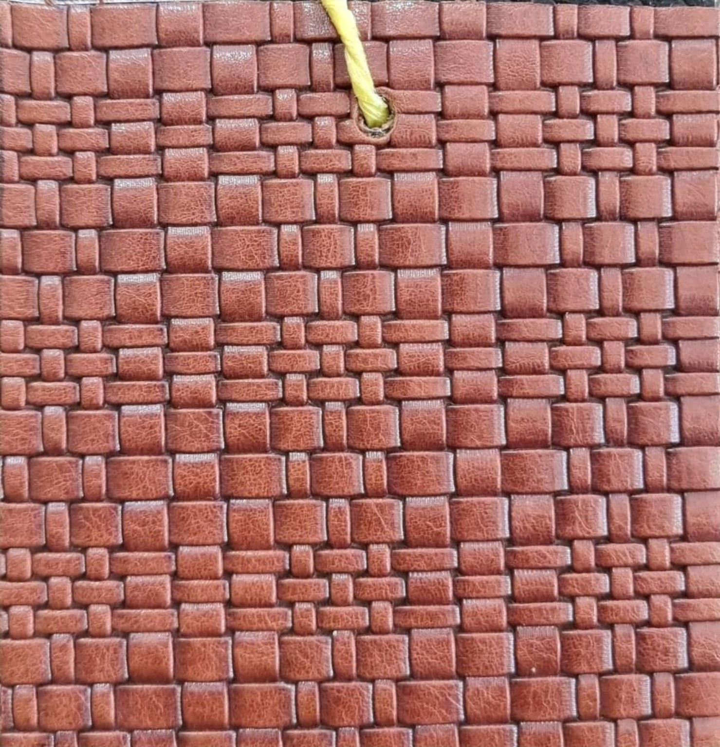 Basket-Weave Emboss natural leather sample by Dalir Leather